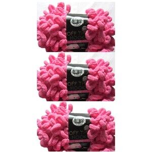Lion Brand Yarn Off The Hook Glitz Finger Knit Loop Yarn ~ Bubblegum ~ Lot of 3